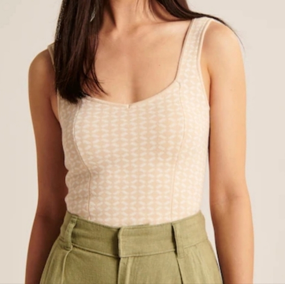 Abercrombie & Fitch V-neck Sweater Knit Cropped Tank Top Med Y2k Prep Cream Soft - Picture 1 of 10